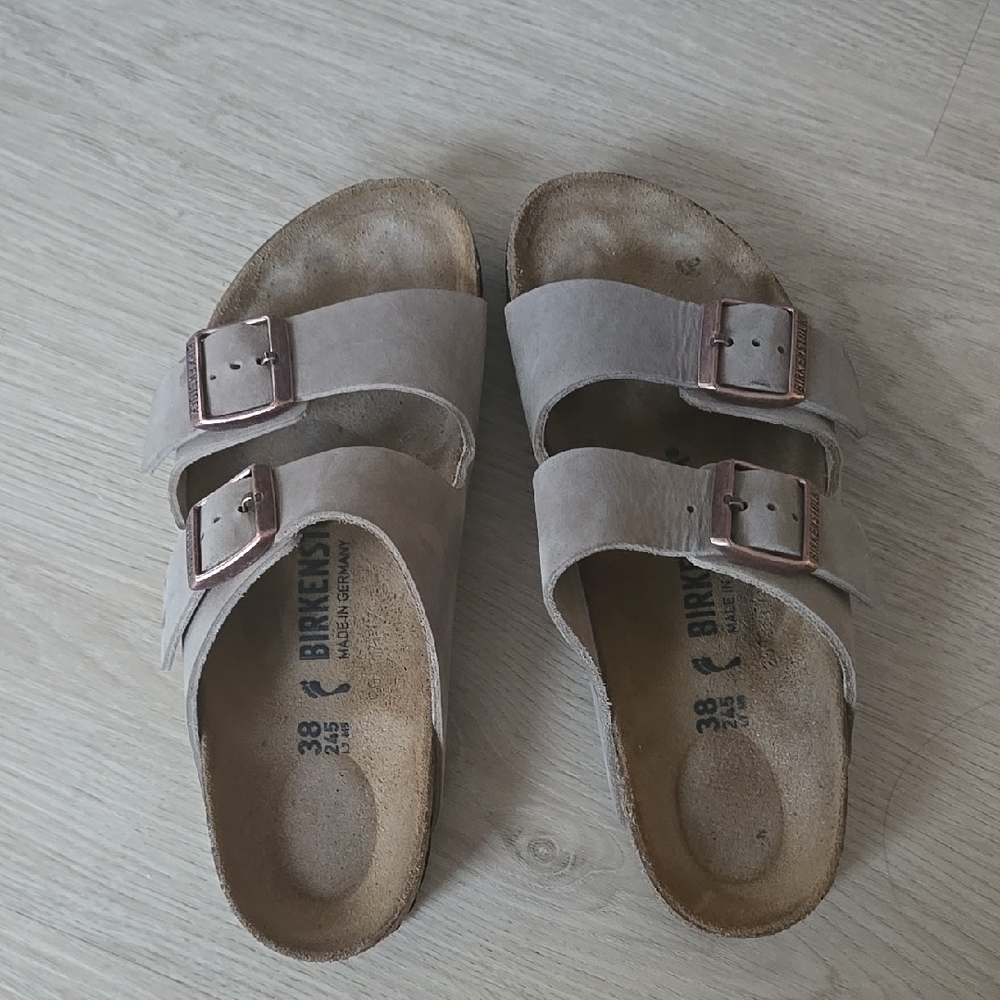 Birkenstock Soft Taupe Slip-On Sandals